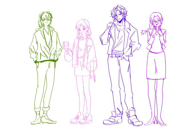 Height Ref 2: Green, Pink, Indigo, Violet
